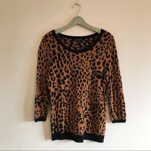 Talbots Brown Leopard Scoop-neck Sweater